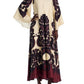 Silk Placement Print Long Sleeve Maxi Dress