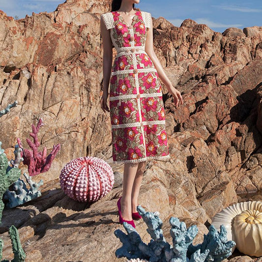 Red floral dress