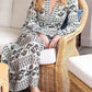 V Neck Long Sleeve Printed Dress