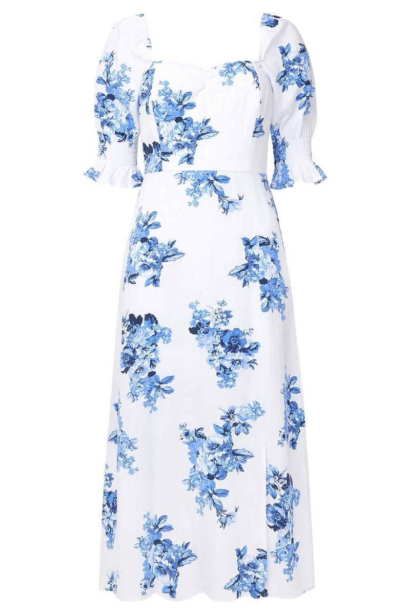 Linen Blend Floral Dress