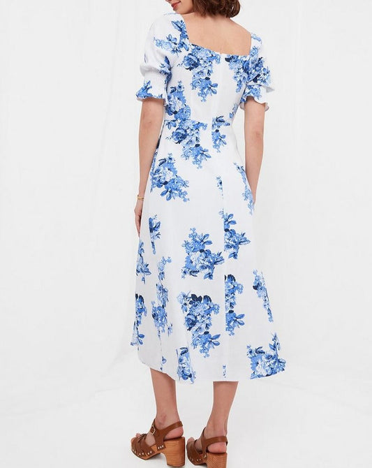 Linen Blend Floral Dress