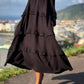 Long-Sleeved Black Loose Dress