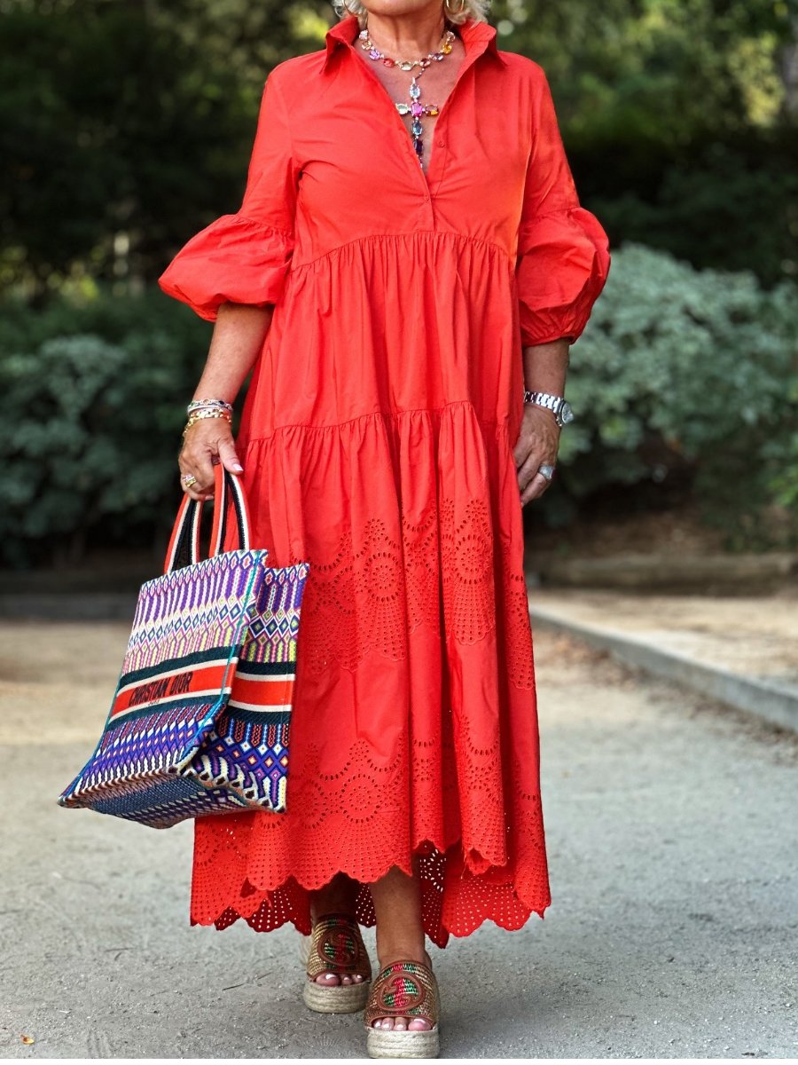 Red Elegant Lady Simple Fashion Long Dress