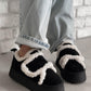 Velcro Striped Plush Sneakers