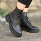 Black Genuine Leather Warm Women's Boots