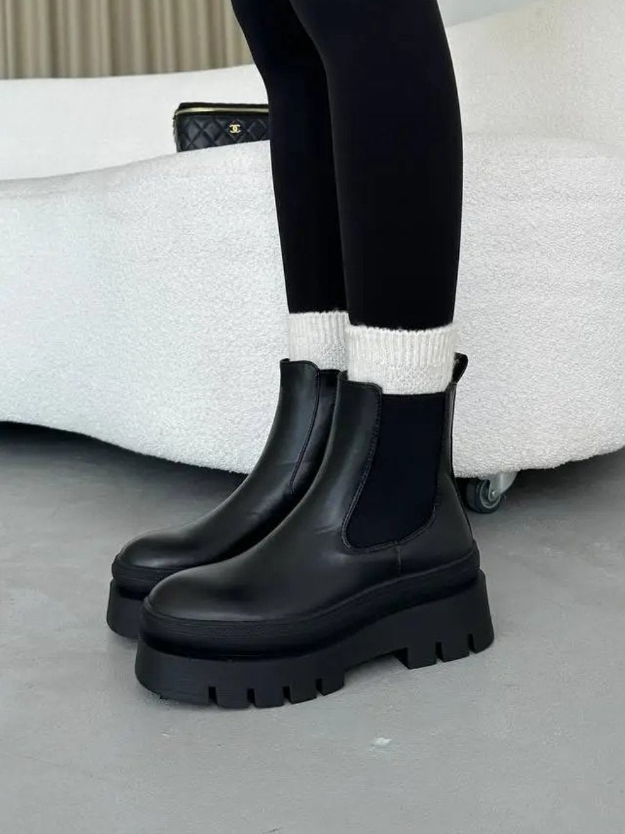 Women's Autumn Leather Thick-soled Boots