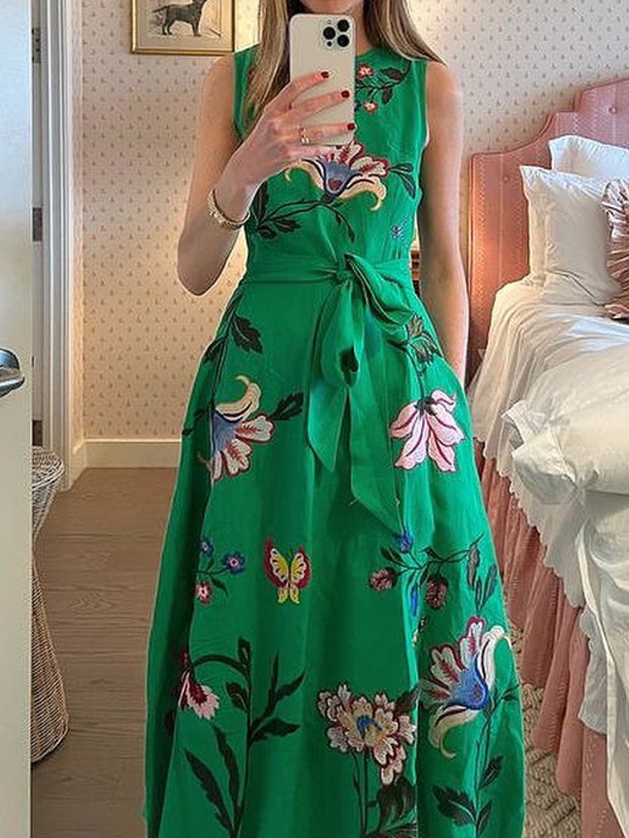 Floral Embroidered Midi Dress