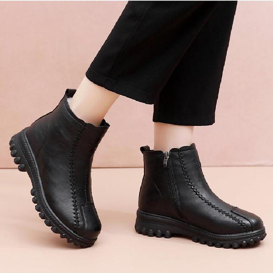 Women's Winter Thick Wool Leather Ankle Boots