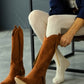 Suede Curly Spotted Nose Boots