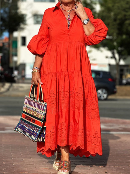 Red Elegant Lady Simple Fashion Long Dress