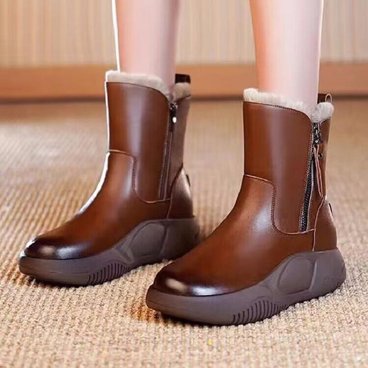 Women's Winter Zipper Round Toe Plush Orthopedic Boots