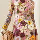 Three-dimensional flower wrap hip sexy dress