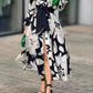 Colorblock Long Sleeve Print Dress