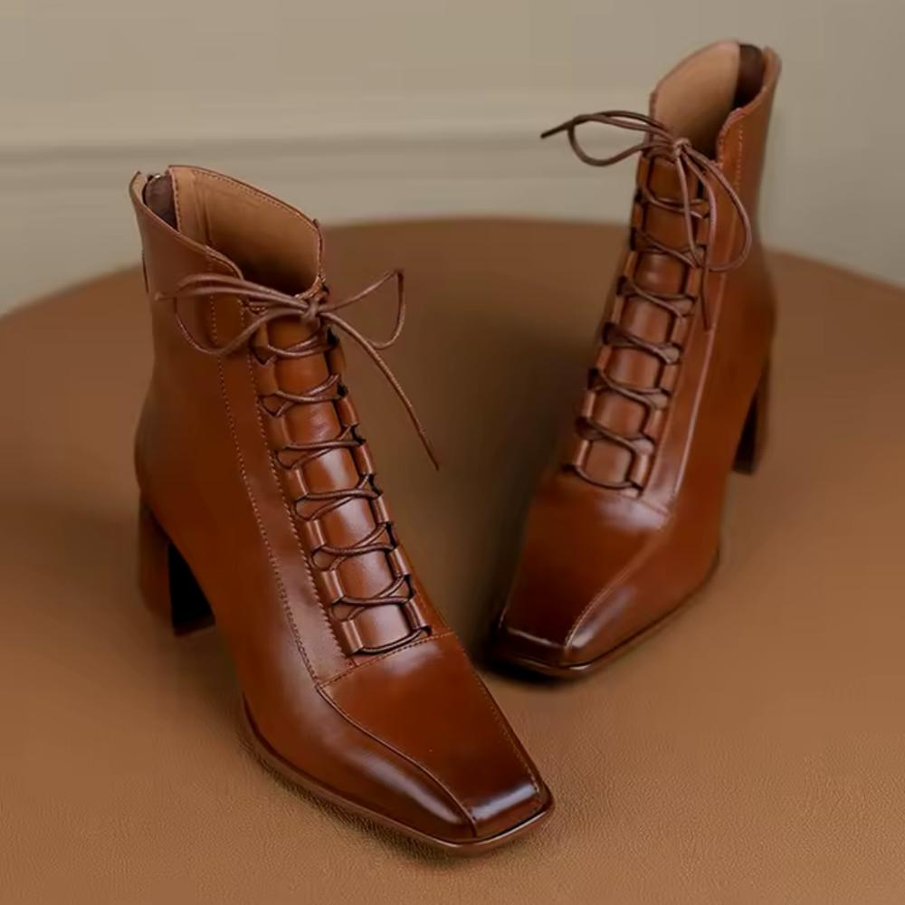 Ladies Lace-up High Top Leather Boots