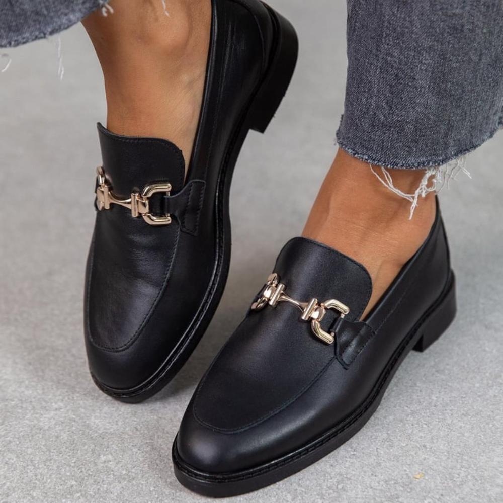 Double Buckle Suede Low Top Loafers One Foot Stirrups