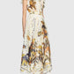 Flower And Bird Print Elegant Maxi Dress