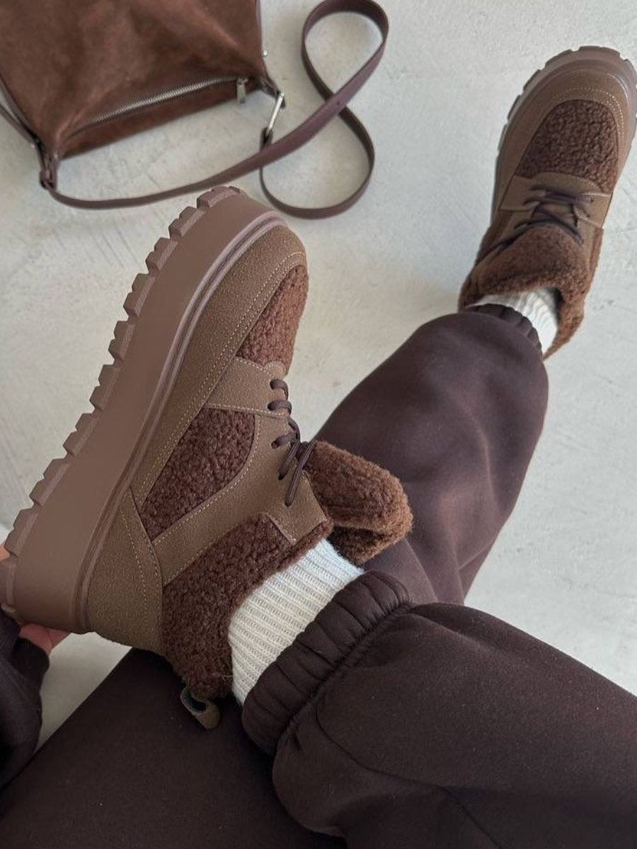 Natural Suede Platform Sneakers