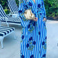 Fashion V-neck Long-Sleeved Striped Floral Maxi Dress