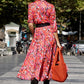 Red Elegant Printed Shirt Dress