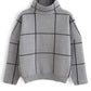 Grid Turtleneck Sweater In Grey