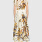 Flower And Bird Print Elegant Maxi Dress