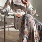 Printed Turndown Collar Shirt Maxi Dress