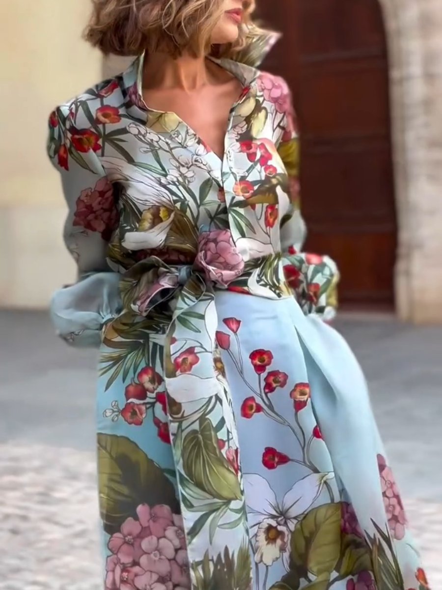 Fashion Long Sleeve Floral Loose Maxi Dress