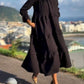 Long-Sleeved Black Loose Dress