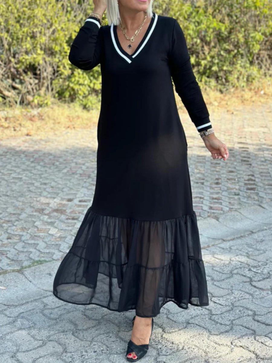 V-neck Casual Slim Long Dress