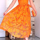 Orange Lace V Neck Dress