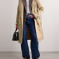 Fashion Lace-Up Double-Breasted Twill Trench Coat