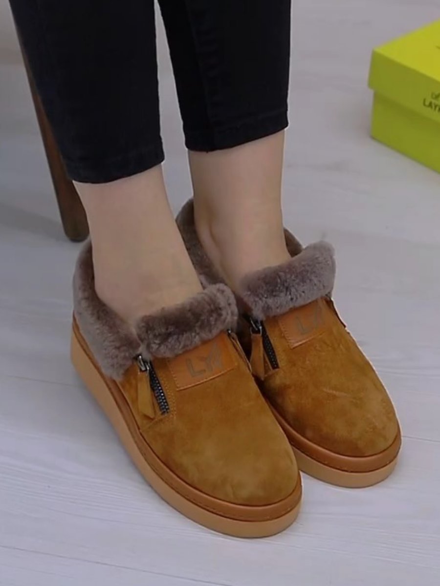 Women's Fashion Zipper Warm Suede Shoes