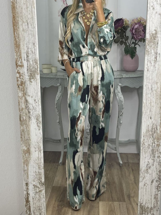 Fashion Loose Dyed Long-Sleeved Two-Piece Suit