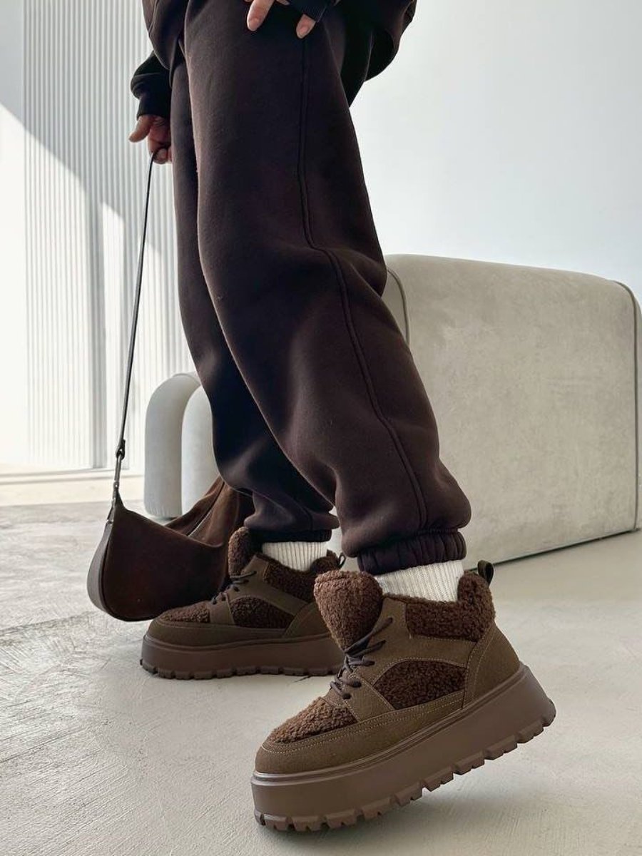 Natural Suede Platform Sneakers