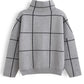 Grid Turtleneck Sweater In Grey