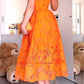 Orange Lace V Neck Dress