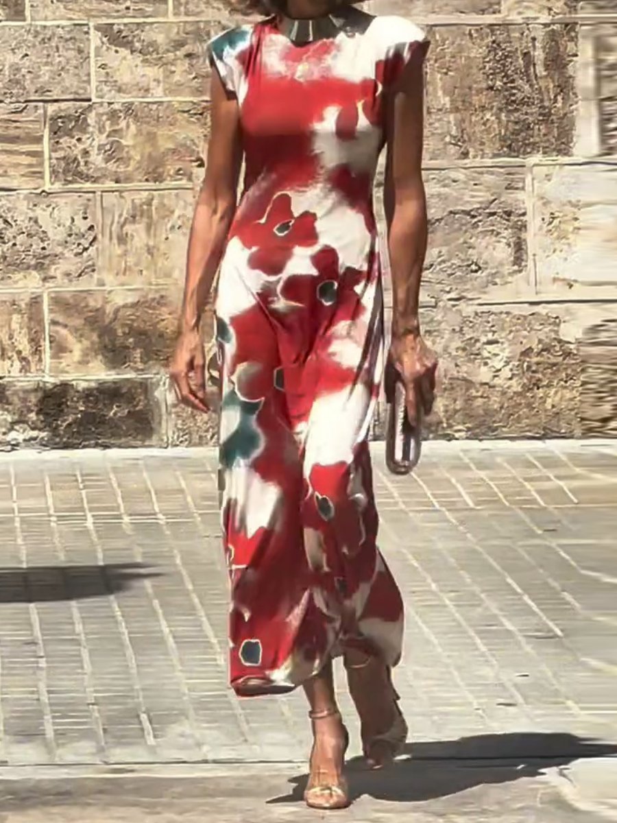 Slim Fit Printed Maxi Dress