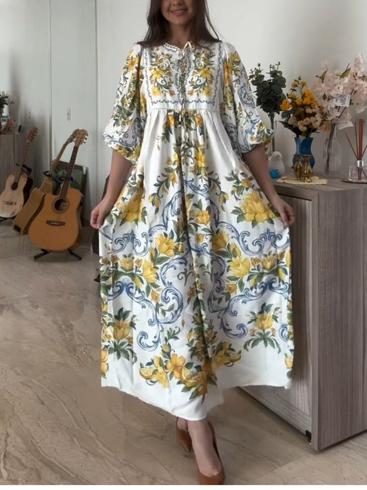 Women's Long Sleeve Autumn Floral Dress