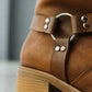 Bottom Buckle Detail Elastic Long Pull Up Boots