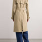 Fashion Lace-Up Double-Breasted Twill Trench Coat