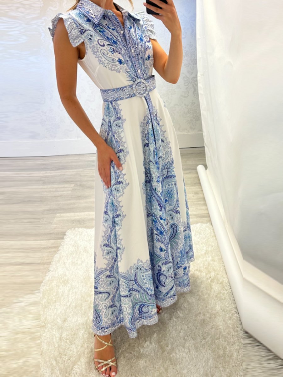 Elegant Printed Flying Sleeve Dress