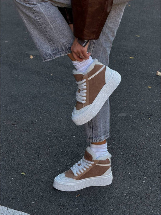 Suede Natural Sheep Wool High Top Sneakers