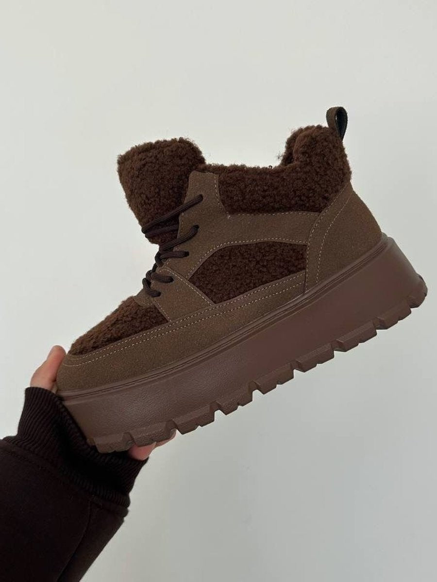 Natural Suede Platform Sneakers