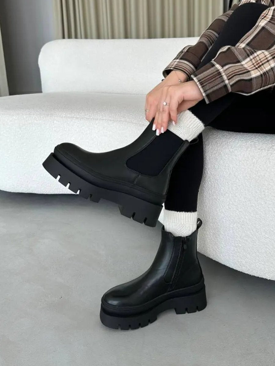 Women's Autumn Leather Thick-soled Boots