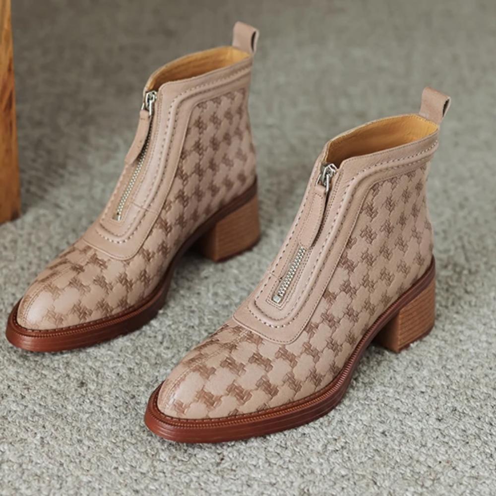 Ladies Zipper Genuine Leather Boots