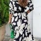 Colorblock Long Sleeve Print Dress