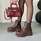 Women's Autumn Leather Thick-soled Boots