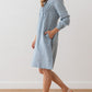 Long Sleeve Washed Pleated Linen Dress