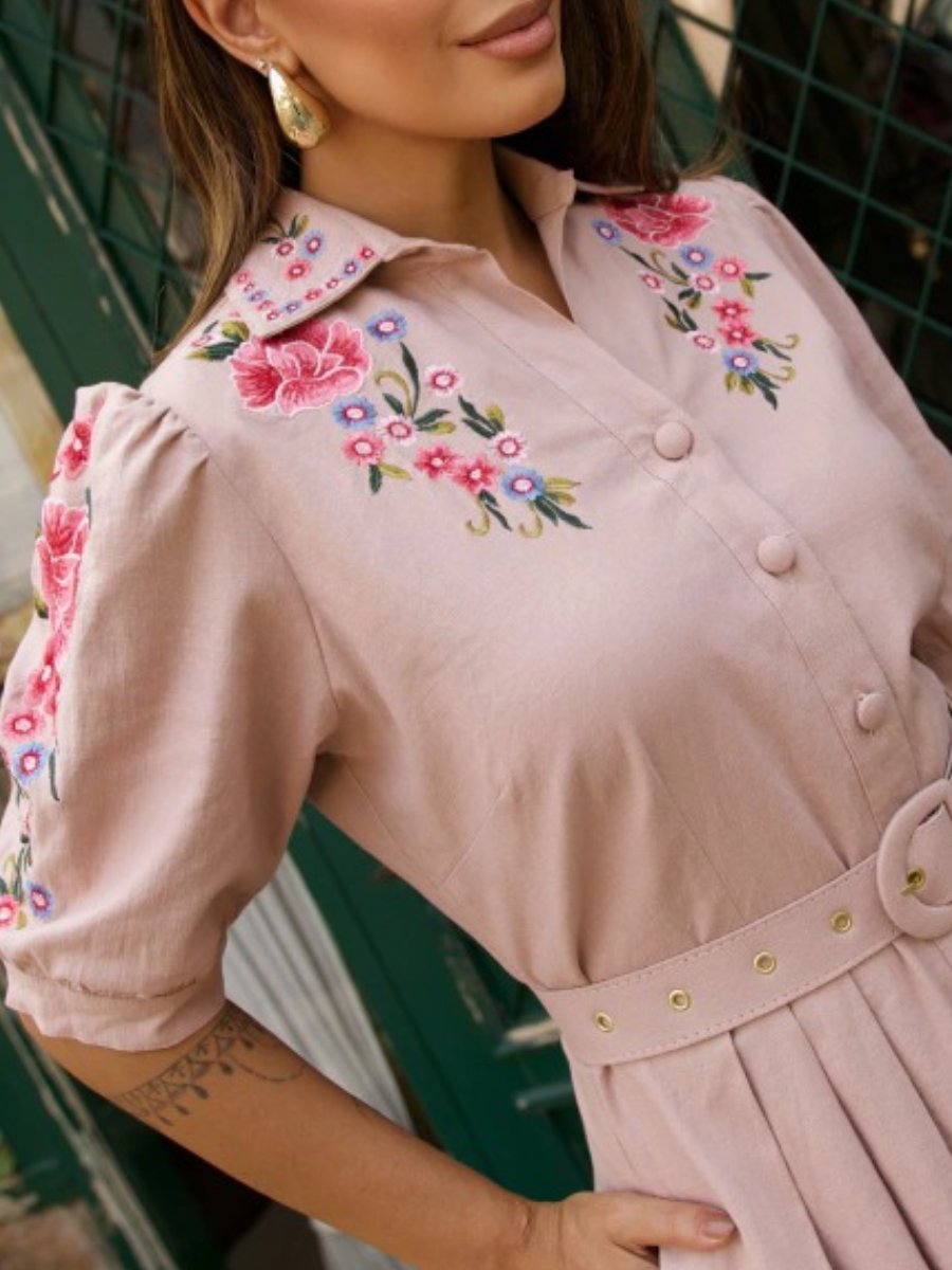 Elegant Embroidered Loose Dress