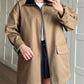 Women's Leather Collar Midi Jacket